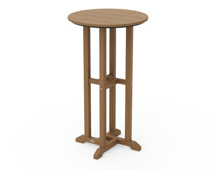 POLYWOOD 24" Round Farmhouse Bar Bistro Table in Natural