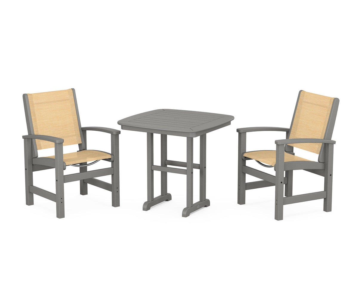 POLYWOOD Coastal 3-Piece Dining Set in Slate Grey / Dupioni Apricot