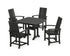 POLYWOOD Modern Adirondack 5-Piece Dining Set with Trestle Legs with Modern Adirondack Dining Chair in Black