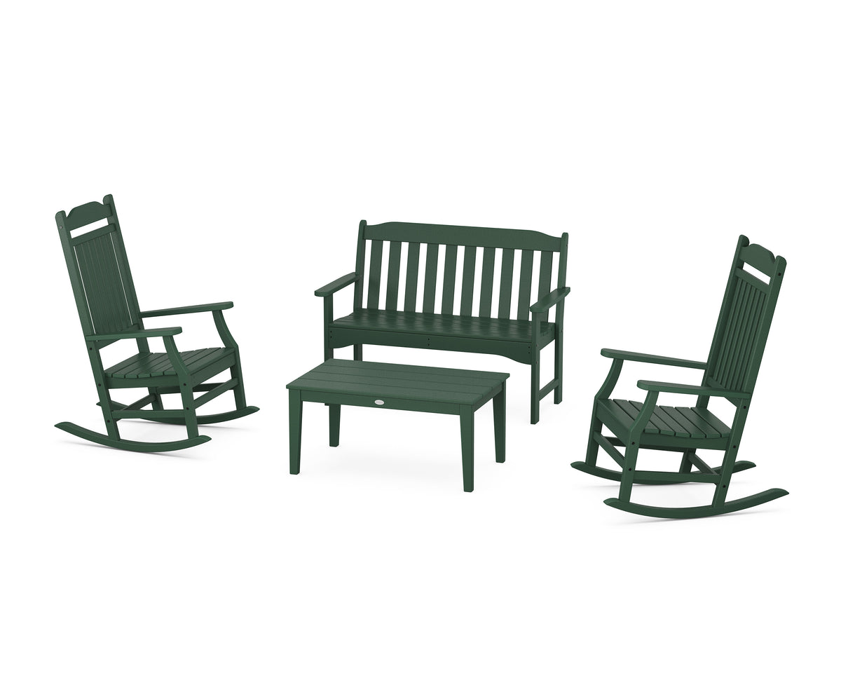 POLYWOOD Cottage Rocking Chair 4-Piece Porch Set in Green