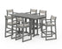 POLYWOOD EDGE Sling Arm Chair 7-Piece Farmhouse Bar Set in Slate Grey / Birch