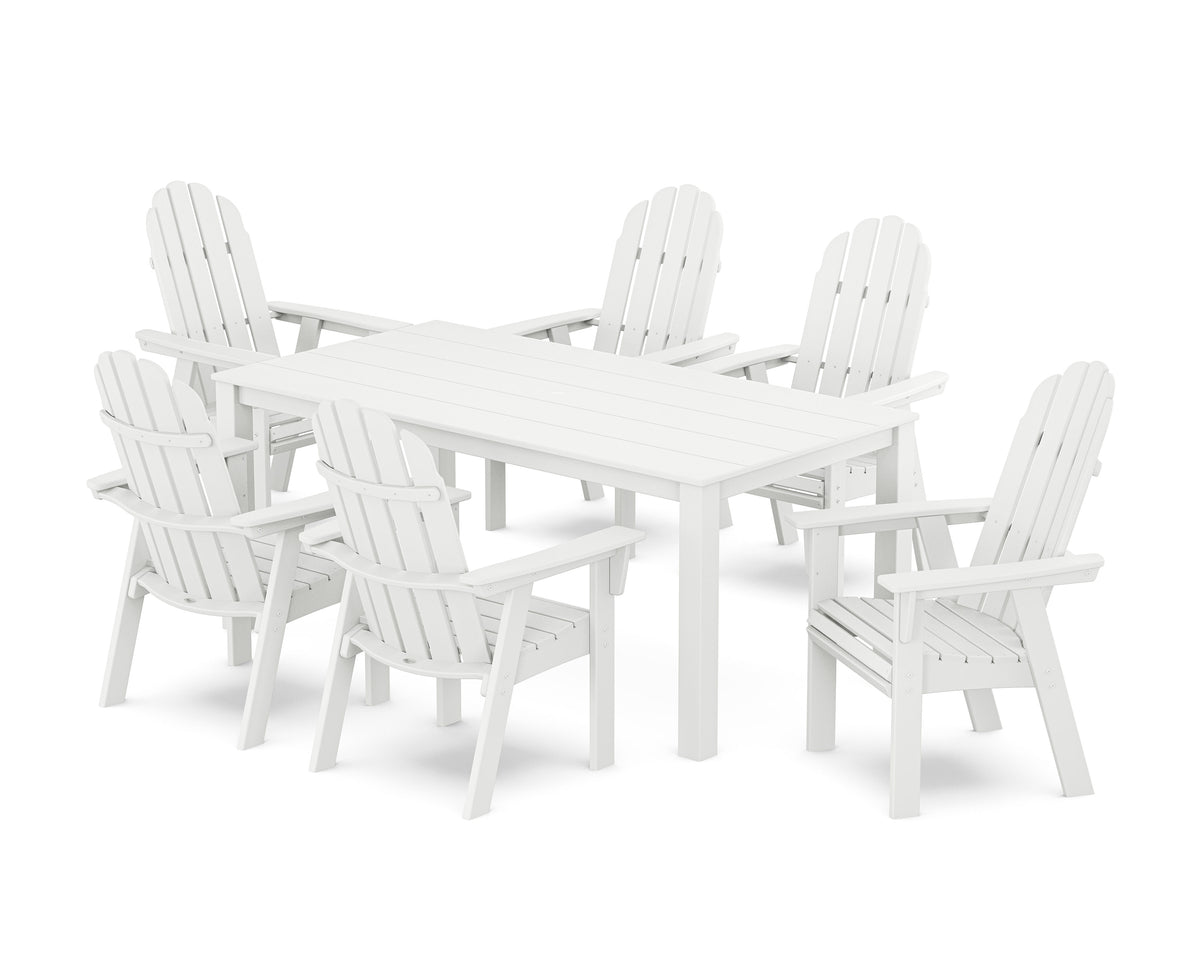 POLYWOOD Vineyard Curveback Adirondack 7-Piece Parsons Dining Set in White
