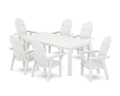 POLYWOOD Vineyard Curveback Adirondack 7-Piece Parsons Dining Set in White