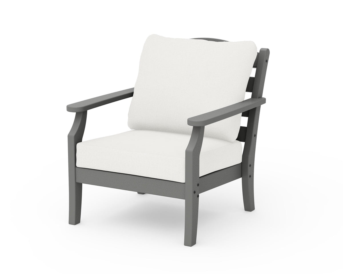 POLYWOOD Savannah Deep Seating Chair in Slate Grey / Natural Linen