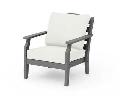 POLYWOOD Savannah Deep Seating Chair in Slate Grey / Natural Linen