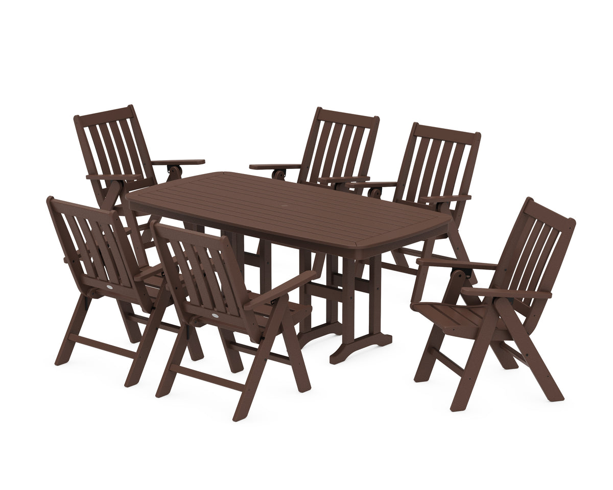 POLYWOOD Vineyard Folding Chair 7-Piece Dining Set in Mahogany