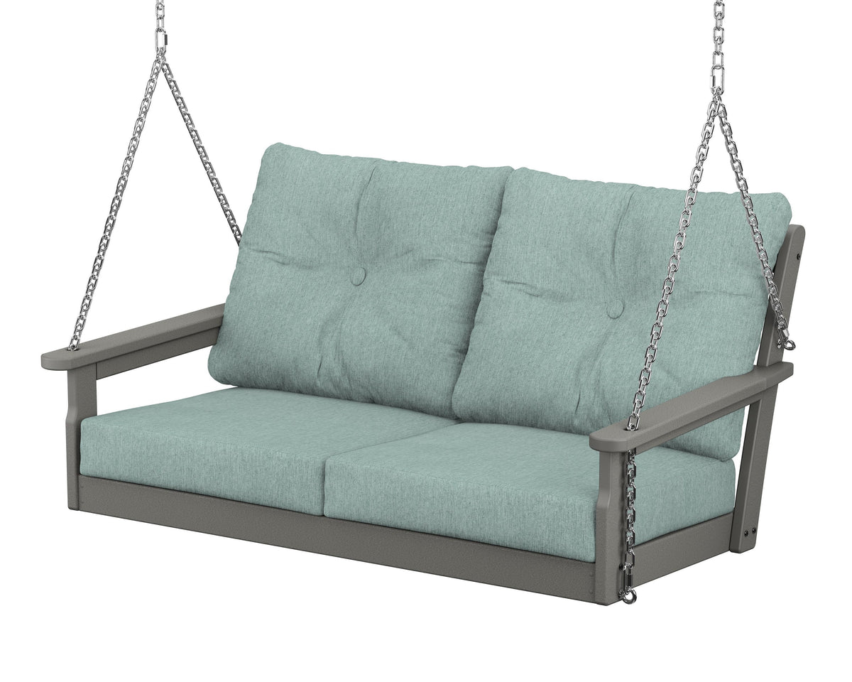POLYWOOD Vineyard Deep Seating Swing in Slate Grey / Glacier Spa