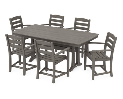 POLYWOOD La Casa Café 7-Piece Arm Chair Dining Set with Trestle Legs in Driftwood