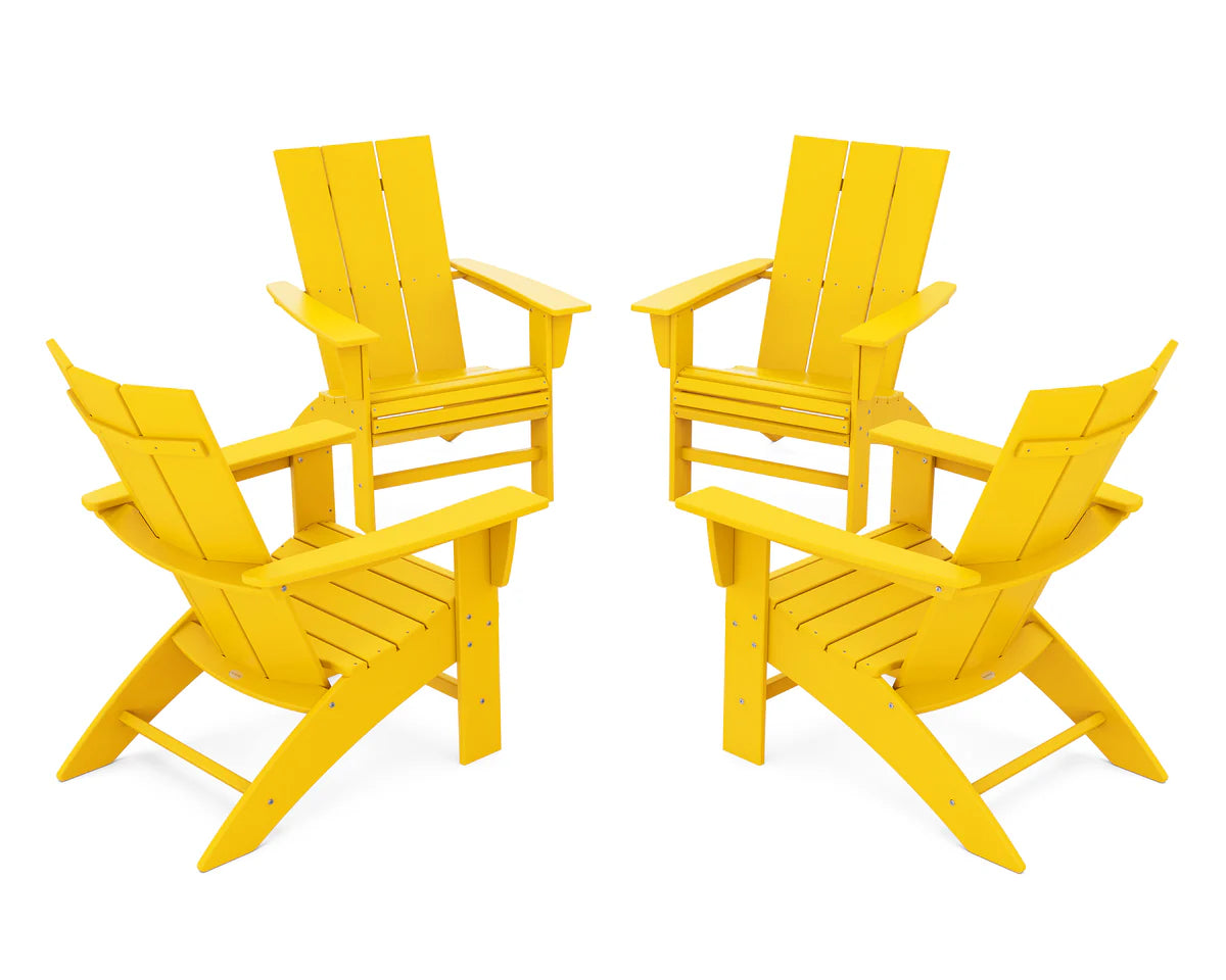POLYWOOD 4-Piece Modern Curveback Adirondack Conversation Set
