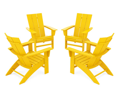 POLYWOOD 4-Piece Modern Curveback Adirondack Conversation Set
