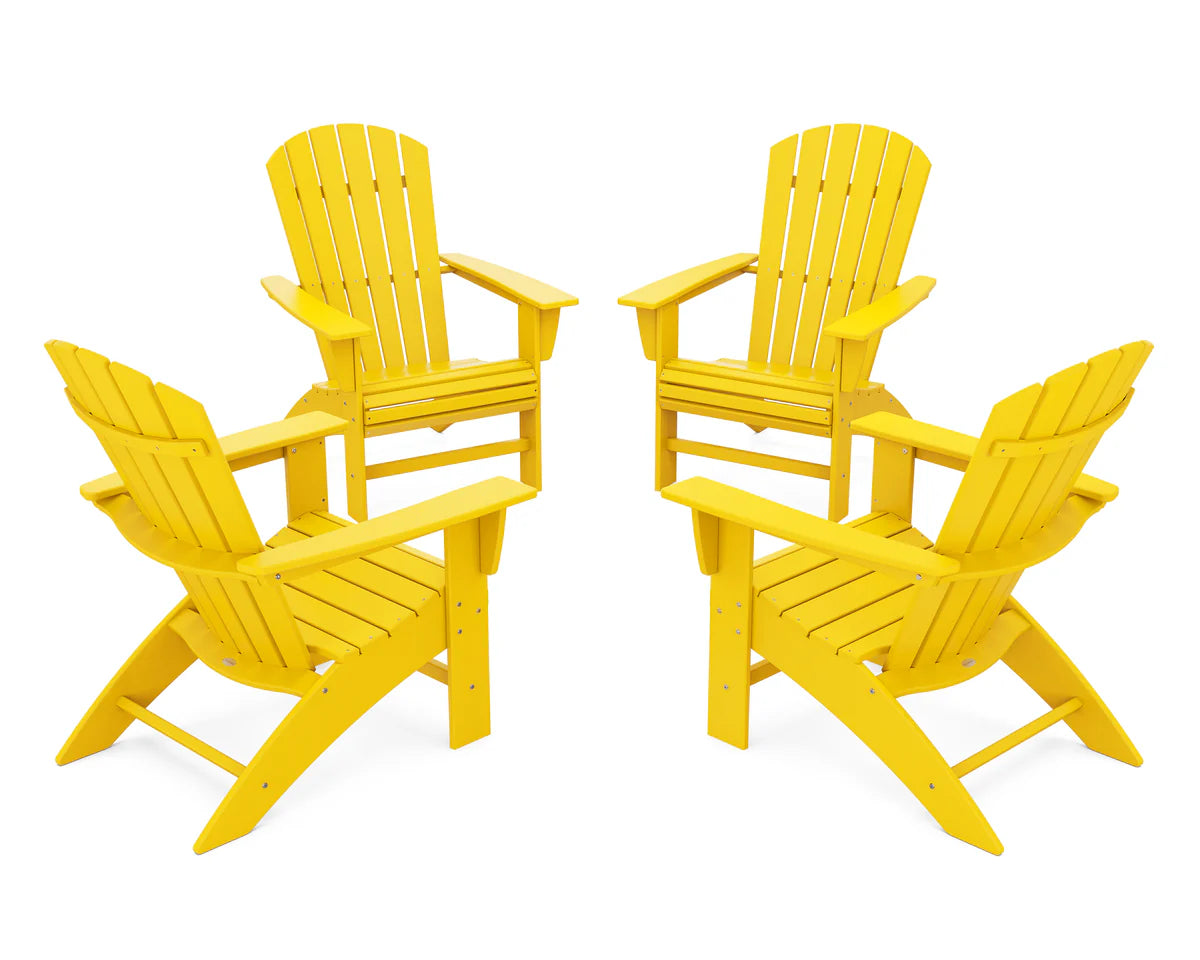 POLYWOOD 4-Piece Nautical Curveback Adirondack Chair Conversation Set