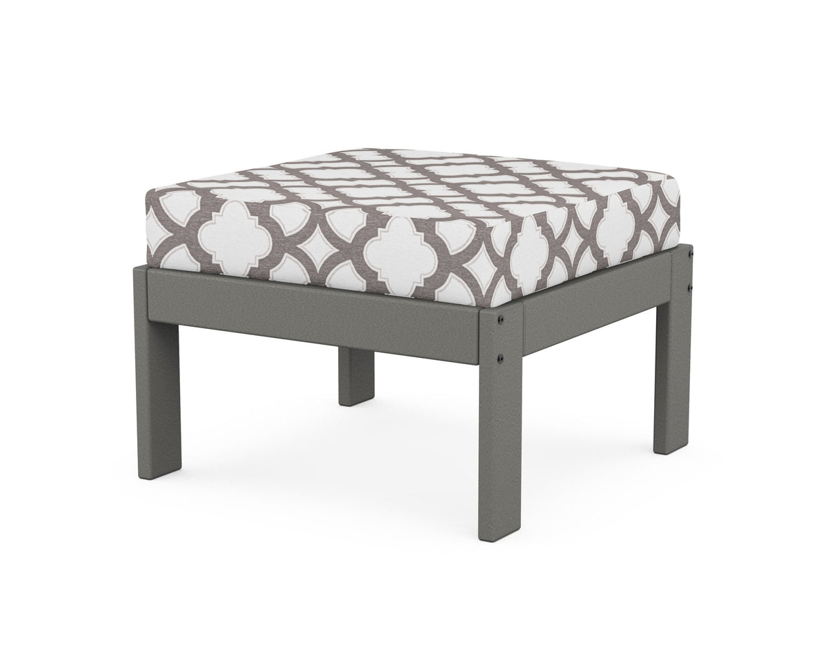 POLYWOOD Vineyard Modular Ottoman in Slate Grey / Trellis Grey Mist