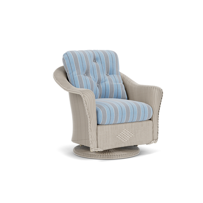 Lloyd Flanders Reflections Swivel Glider Lounge Chair in Linen with Hansen Sky fabric