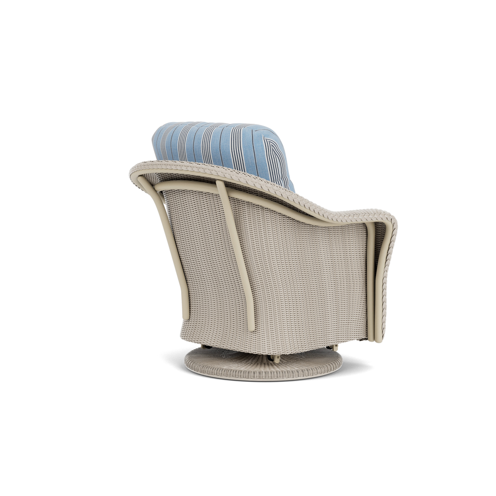 Lloyd Flanders Reflections Swivel Glider Lounge Chair in Linen with Hansen Sky fabric