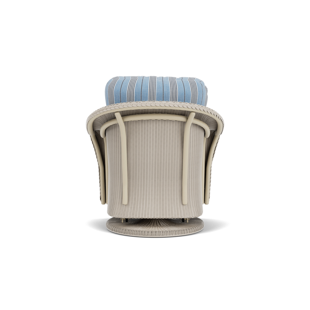Lloyd Flanders Reflections Swivel Glider Lounge Chair in Linen with Hansen Sky fabric