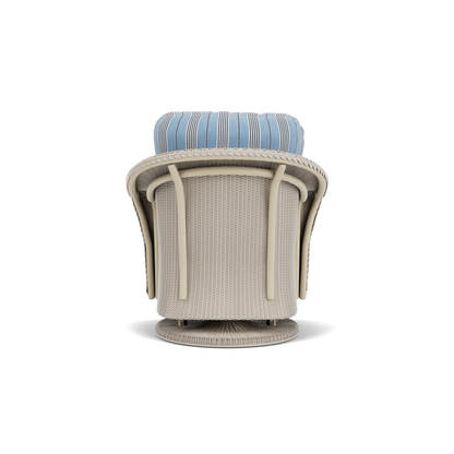Lloyd Flanders Reflections Swivel Glider Lounge Chair in Linen with Hansen Sky fabric