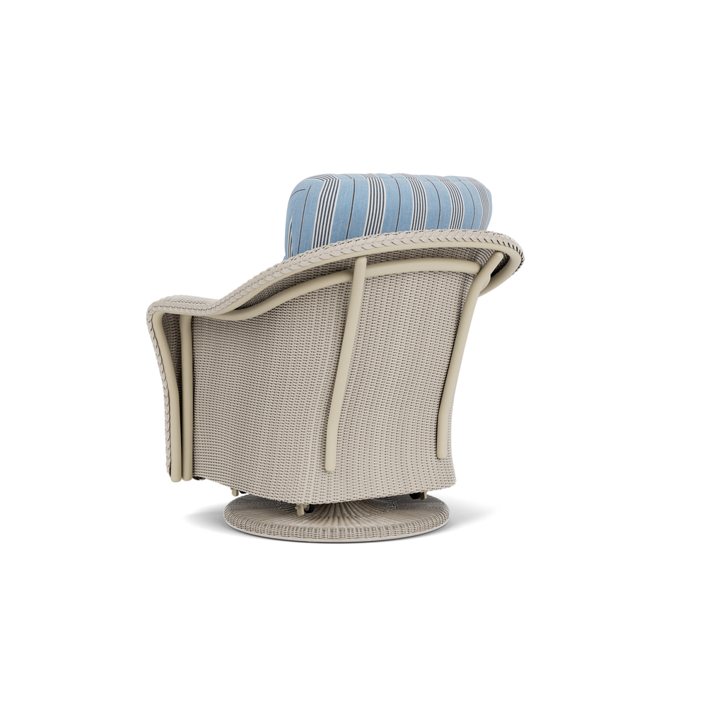 Lloyd Flanders Reflections Swivel Glider Lounge Chair in Linen with Hansen Sky fabric