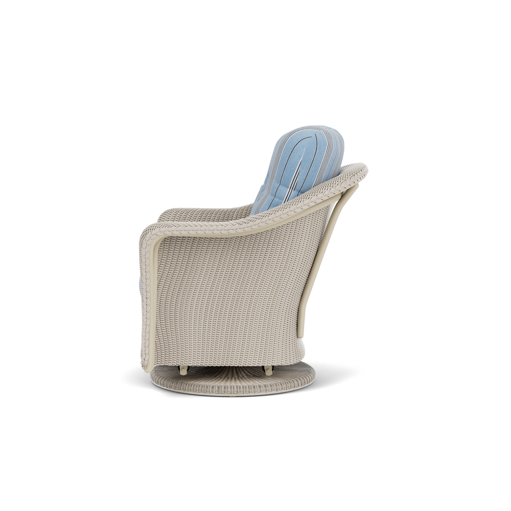Lloyd Flanders Reflections Swivel Glider Lounge Chair in Linen with Hansen Sky fabric
