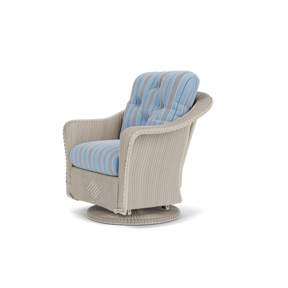 Lloyd Flanders Reflections Swivel Glider Lounge Chair in Linen with Hansen Sky fabric