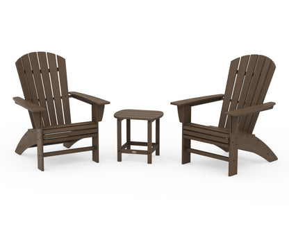 POLYWOOD Nautical 3-Piece Curveback Adirondack Set in Kona