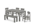 POLYWOOD Modern Studio Urban Chair 6-Piece Parsons Dining Set with Bench in Slate Grey