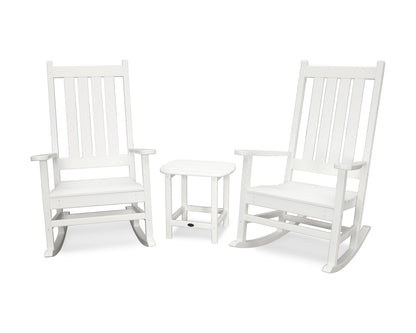 POLYWOOD Vineyard 3-Piece Rocking Chair Set with South Beach 18" Side Table in White