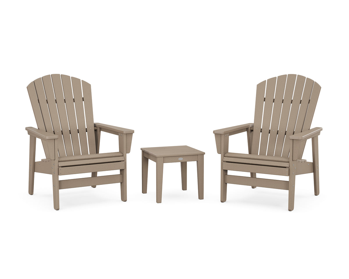POLYWOOD 3-Piece Nautical Grand Upright Adirondack Set in Vintage Sahara