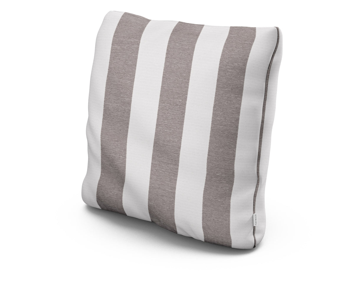 POLYWOOD 22" Outdoor Throw Pillow in Cabana Stripe Grey Mist