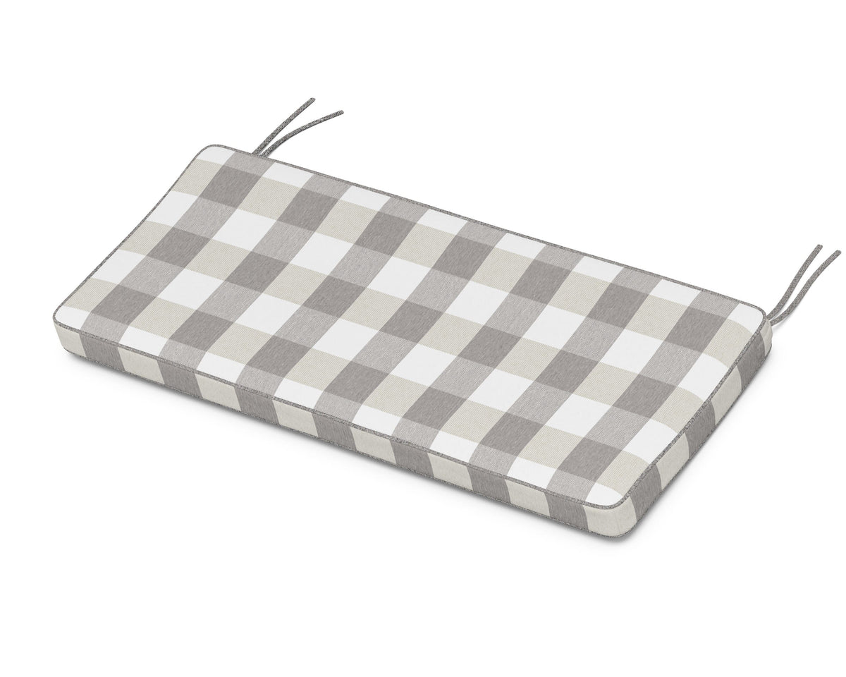 POLYWOOD Chinoiserie 48" Bench Seat Cushion in Buffalo Plaid Grey Mist