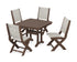 POLYWOOD Coastal Folding Side Chair 5-Piece Dining Set with Trestle Legs in Mahogany / Birch