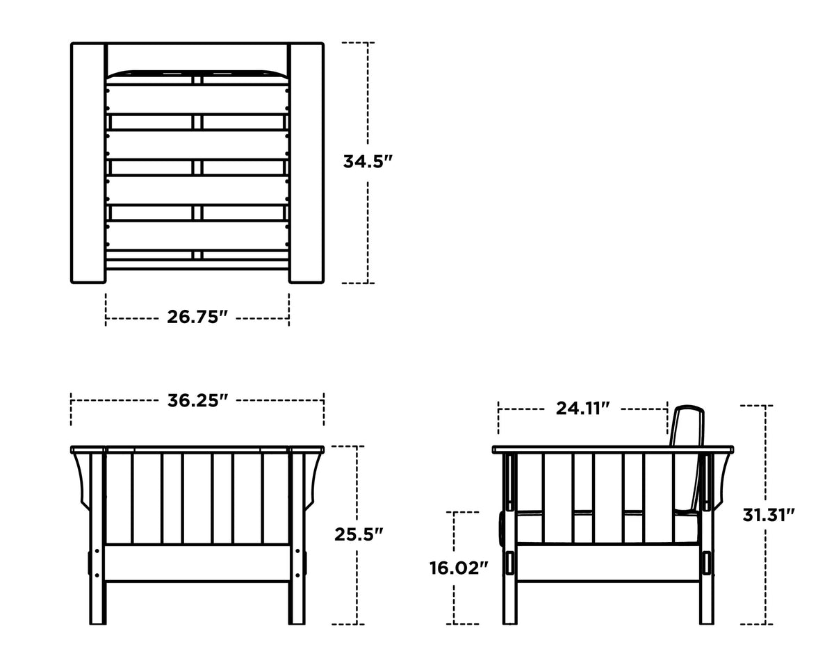 POLYWOOD Acadia Deep Seating Chair dimensions