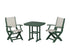 POLYWOOD Coastal Folding Chair 3-Piece Dining Set in Green / Birch