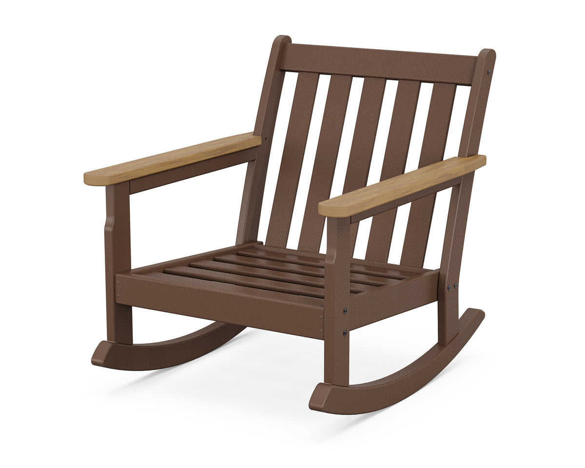 POLYWOOD Vineyard Deep Seating Rocking Chair Frame in Mahogany / Natural