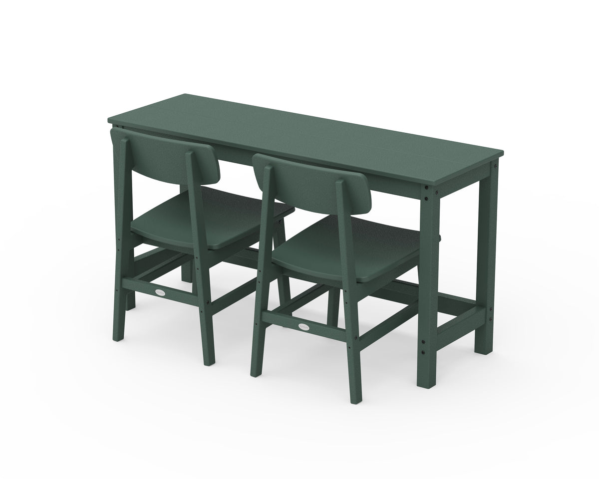 POLYWOOD Modern Studio Urban Chair 3-Piece Balcony Set in Green