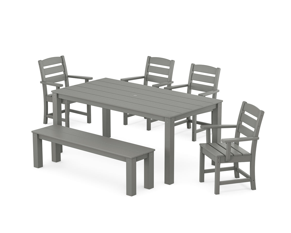 POLYWOOD Lakeside 6-Piece Parsons Dining Set with Bench in Slate Grey