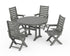 POLYWOOD Captain Folding Chair 5-Piece Round Dining Set with Trestle Legs in Slate Grey