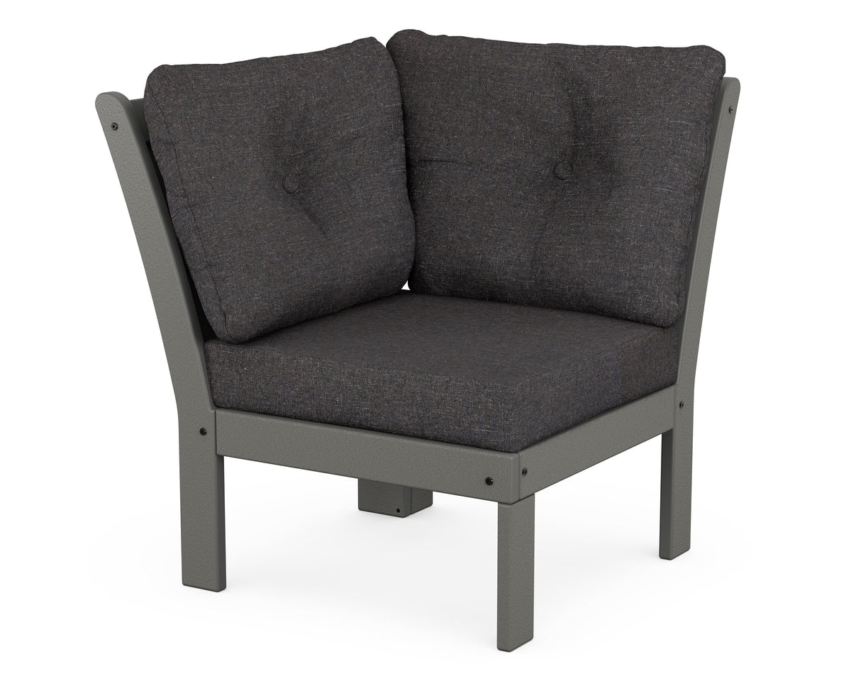 POLYWOOD Vineyard Modular Corner Chair in Slate Grey / Ash Charcoal