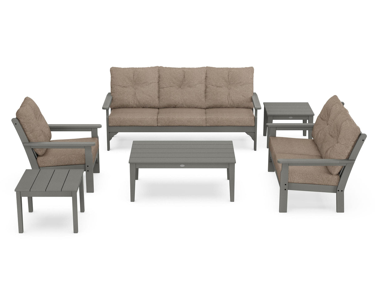 POLYWOOD Vineyard 6-Piece Deep Seating Set in Slate Grey / Spiced Burlap