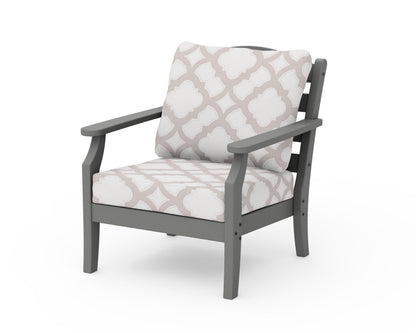 POLYWOOD Savannah Deep Seating Chair in Slate Grey / Trellis Dune Burlap
