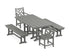POLYWOOD Chippendale 5-Piece Farmhouse Dining Set with Benches in Slate Grey