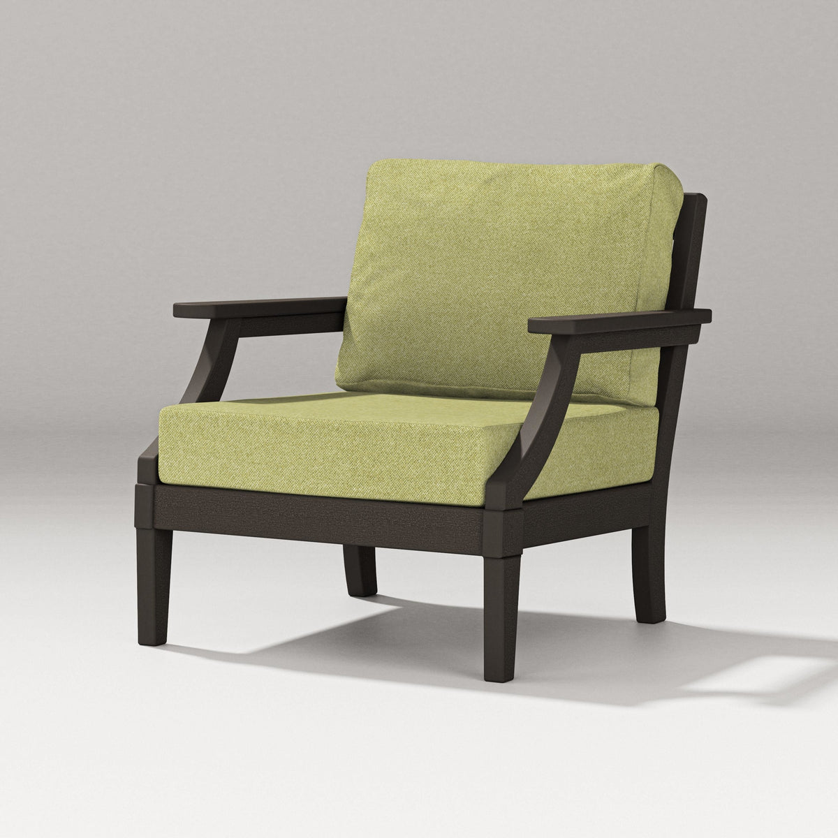 POLYWOOD Estate Lounge Chair in Vintage Coffee / Chartreuse Boucle