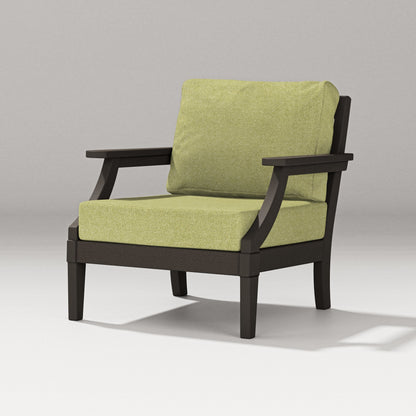 POLYWOOD Estate Lounge Chair in Vintage Coffee / Chartreuse Boucle