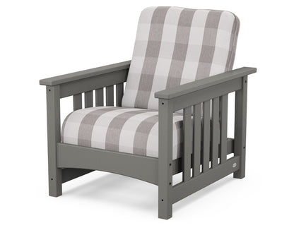 POLYWOOD Club Mission Chair in Slate Grey / Buffalo Plaid Grey Mist