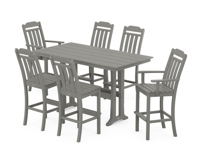 POLYWOOD Cottage 7-Piece Farmhouse Bar Set with Trestle Legs in Slate Grey