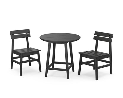 POLYWOOD Modern Studio Plaza Chair 3-Piece Round Bistro Dining Set in Black