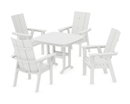 POLYWOOD Modern Curveback Adirondack 5-Piece Dining Set - 37" Table in White