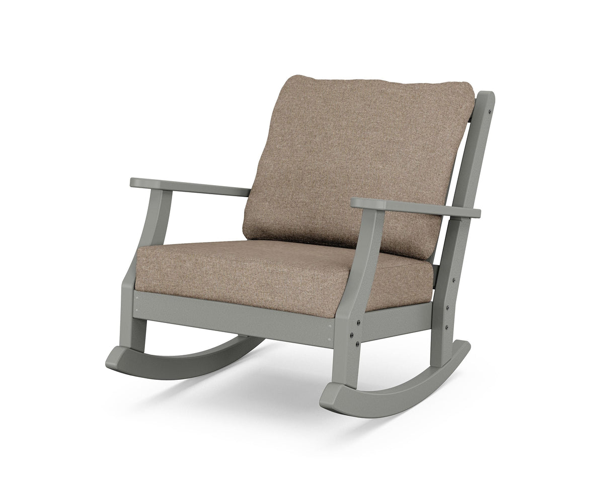 POLYWOOD Wovendale Deep Seating Rocking Chair in Slate Grey / Spiced Burlap