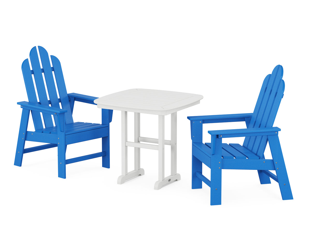 POLYWOOD Long Island 3-Piece Dining Set in Pacific Blue / White
