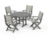 POLYWOOD Coastal Folding Chair 5-Piece Round Dining Set in Slate Grey / Birch