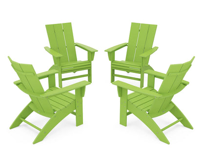 POLYWOOD 4-Piece Modern Curveback Adirondack Conversation Set